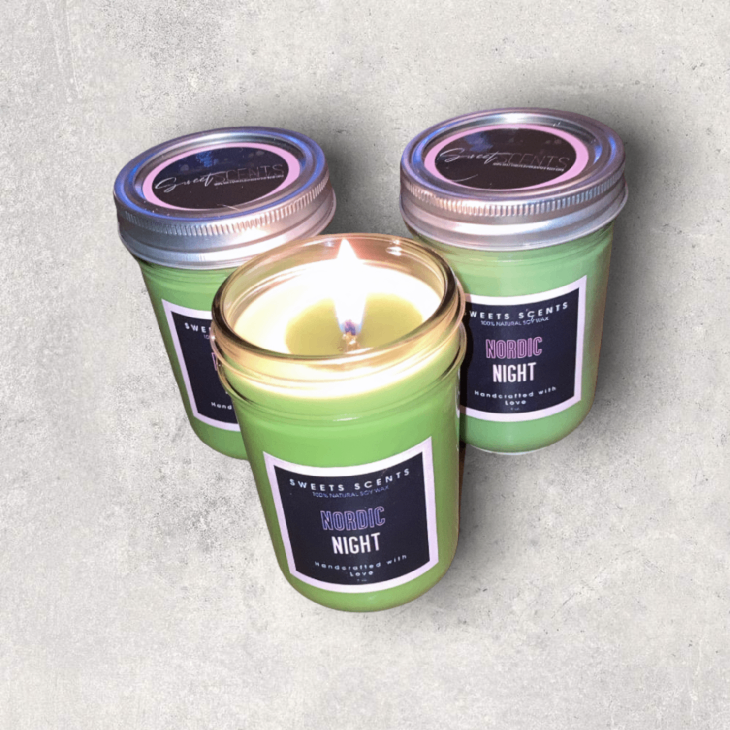 Nordic Night soy candle in a glass jar