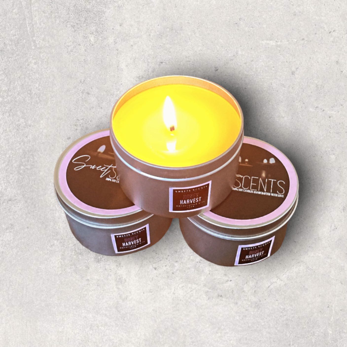 Honey Harvest soy candle in a travel tin